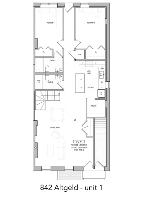 Floor plan for 4 beds, 3 baths, 2295 sqft